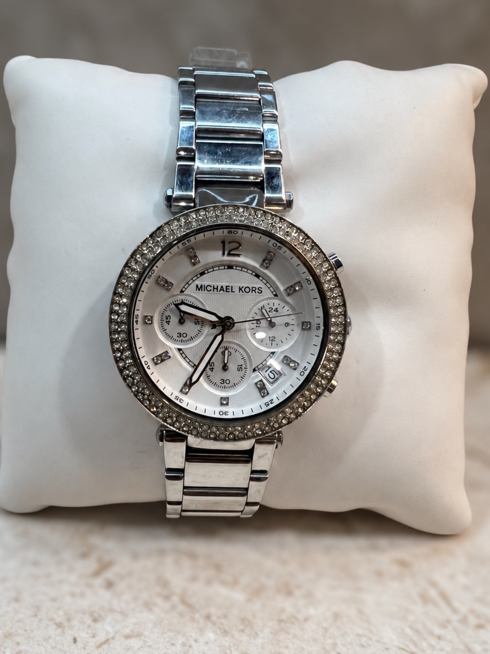 Michael Kors Silver Crystal Chronograph Women's Watch 38 mm